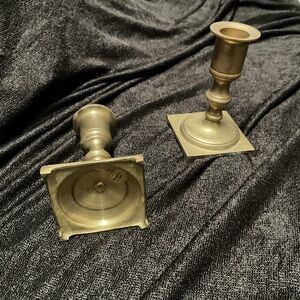 Elegant Vintage Brass Candle Holders 4”Tall X 2”bottom, made in Hong Kong.